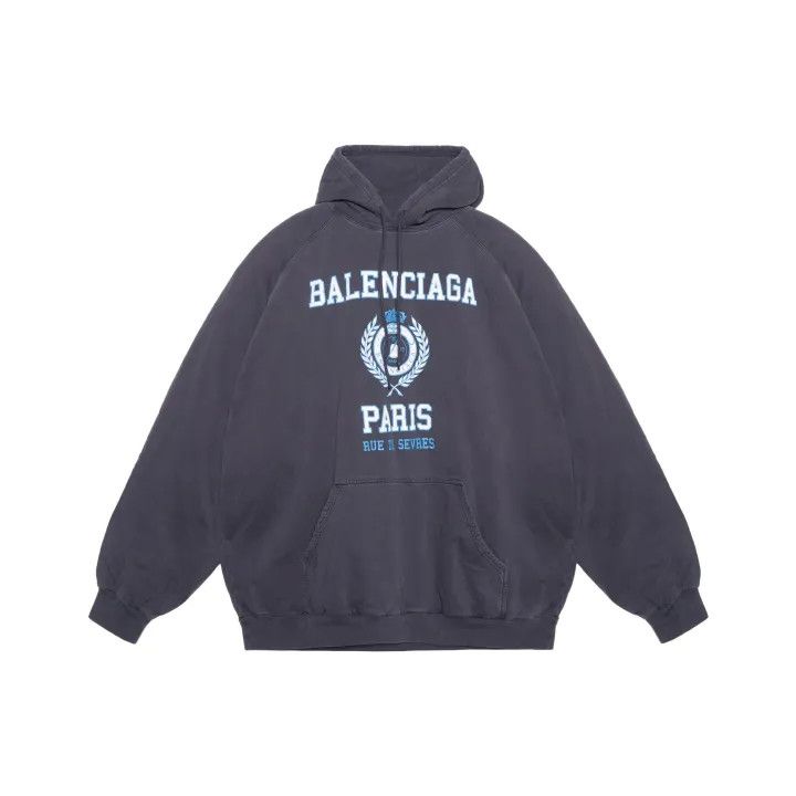 Balenciaga Balenciaga Logo Print Blue Long Sleeve Hoodie 0079 Size US M / EU 48-50 / 2 - 1 Thumbnail