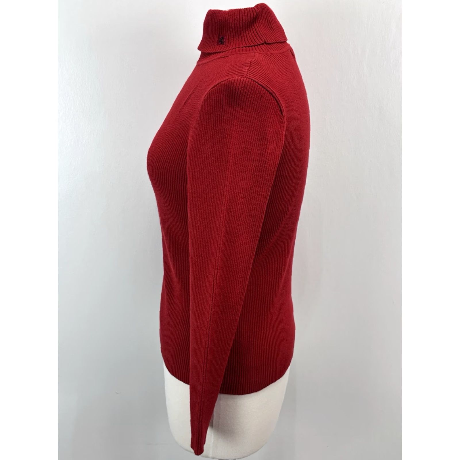 Ralph Lauren VINTAGE Lauren Ralph Lauren Ribbed Turtleneck Sweater Large Red 90s Preppy Womens Size L / US 10 / IT 46 - 2 Thumbnail