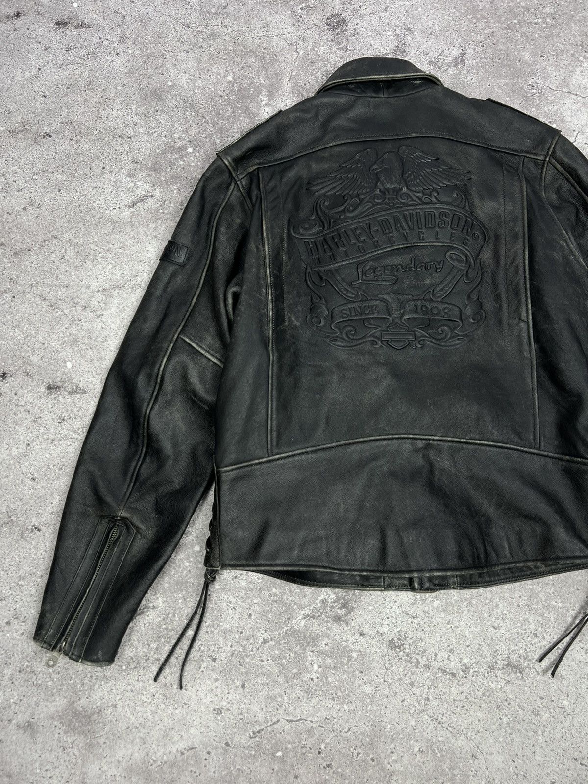 Harley Davidson CRAZY Vintage Harley Davidson Leather Motorcycle Jacket Size US L / EU 52-54 / 3 - 16 Thumbnail