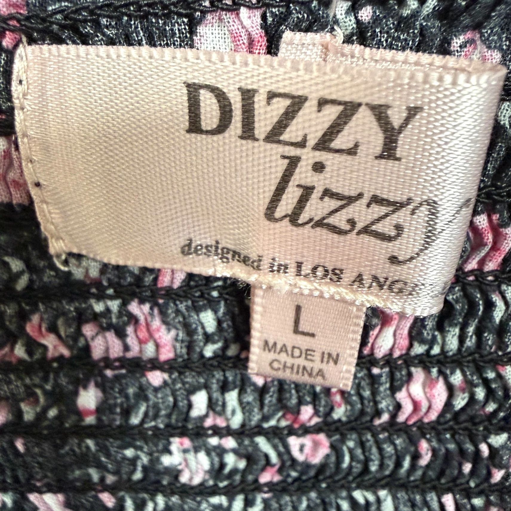 Vintage Dizzy Lizzy Blouse Shirt Large Floral Smocked Peplum Black Pink Boho Cottagecore Cropped Puff Sleeve Square Neck Womens L Shirt Size L / US 10 / IT 46 - 5 Thumbnail