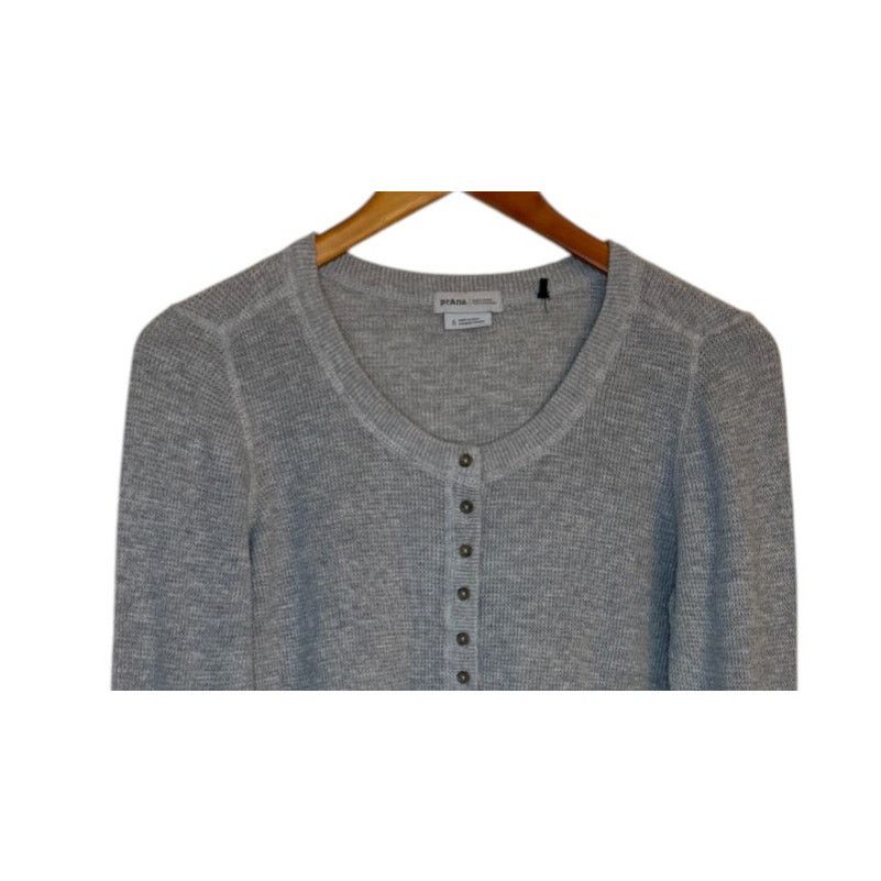 Prana Prana Top Women Small Gray Wool Cotton Henley Gorpcore Size S / US 4 / IT 40 - 2 Thumbnail