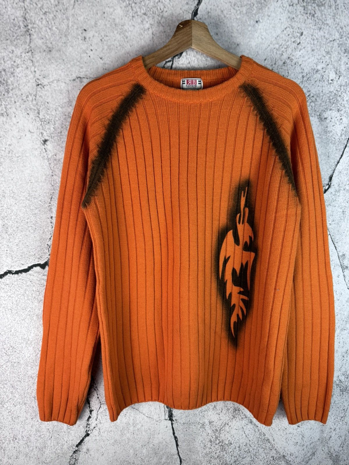 image of Avant Garde Opium Vamp Knitted Sweater Slim Fit in Orange, Men's (Size Medium)