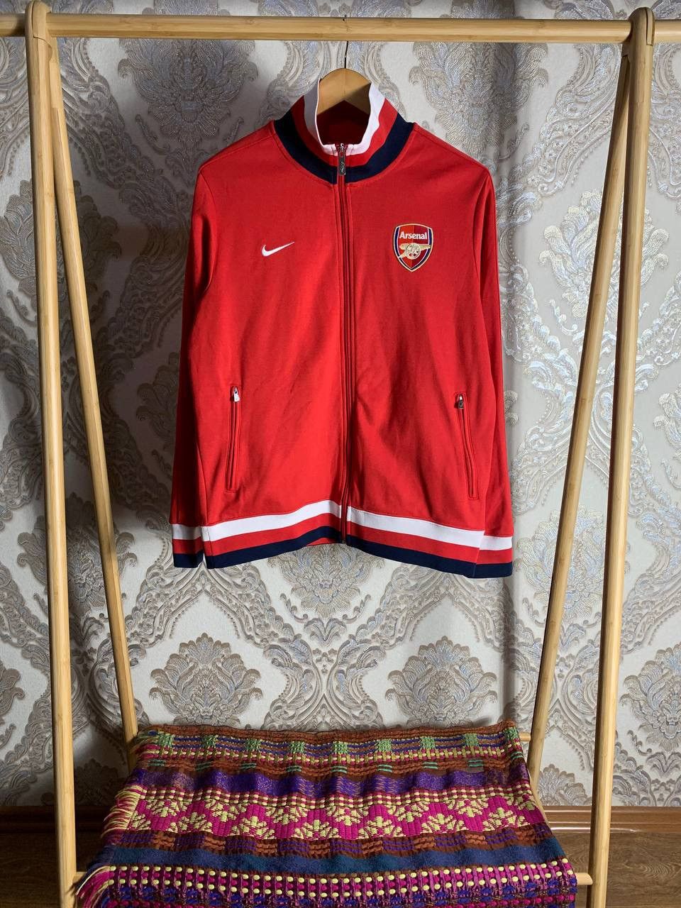 Pre-owned Nike X Soccer Jersey Nike Arsenal London Vintage Zip Track Y2k Drill 90's Swoosh In Red