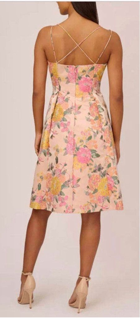 Adrianna Papell Adrianna Papell Floral Cocktail Dress Size 4 Pink Multi Size S / US 4 / IT 40 - 2 Thumbnail