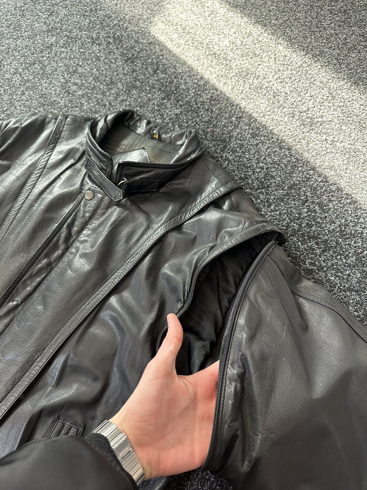 Vintage 🚨Vintage 90s Leather Biker Jacket-West Style Maison Margiela Size US L / EU 52-54 / 3 - 11 Thumbnail