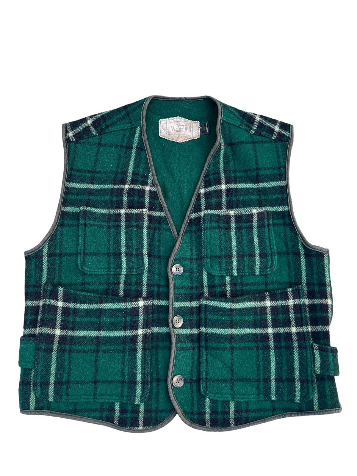 Vintage Vintage 80s Woolrich Wool Plaid Four Pocket Vest Size US M / EU 48-50 / 2 - 1 Thumbnail