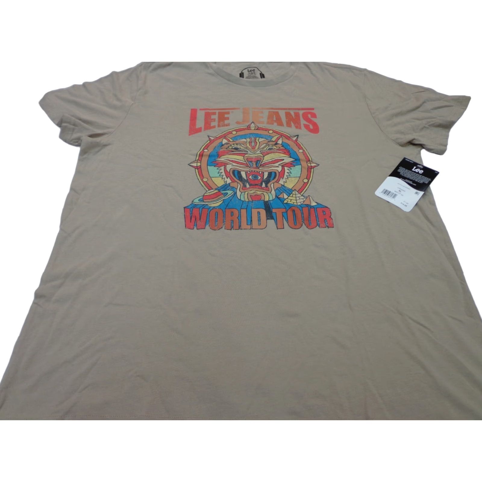 Lee LEE Jeans World Tour Distressed Graphic T-Shirt Brown XL Men Short Sleeve, Vintage Music 90s 80s USA, NEW Size US XL / EU 56 / 4 - 1 Thumbnail
