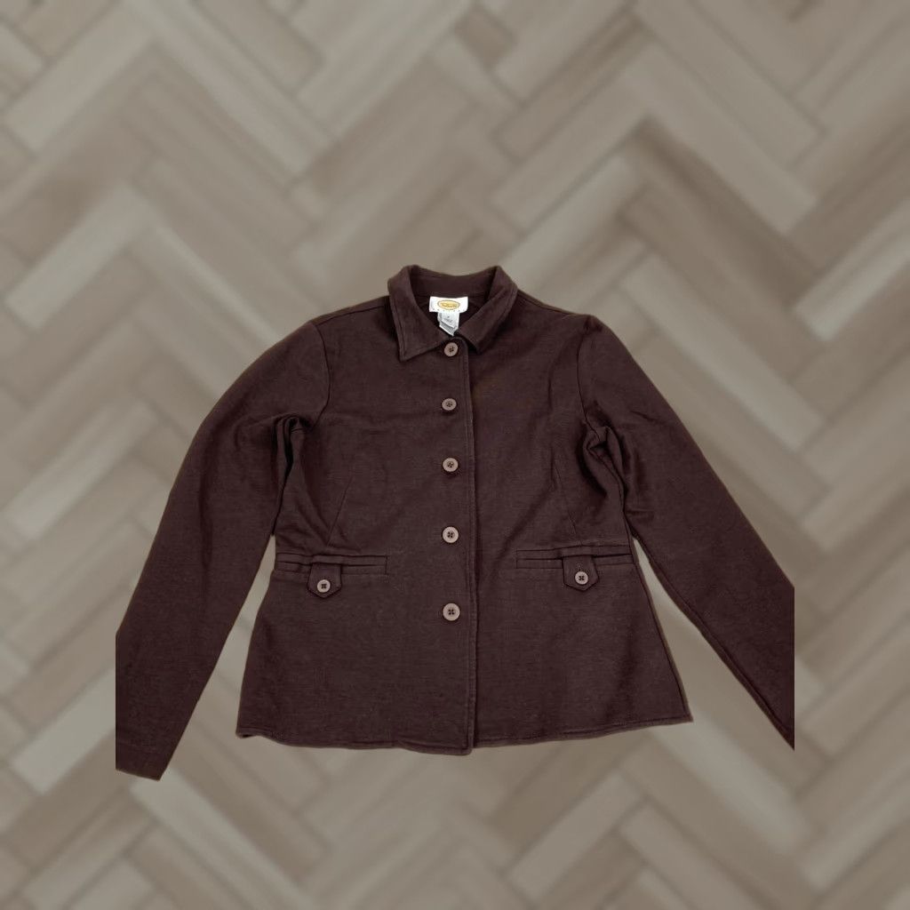 Talbots TALBOTS Petite Blazer Jacket Pea Coat Dark Purple Size PP #1205 Women Pea Coat 90s Collared Button Fall Spring Winter Petites Jacket Size XXS / US 00 / IT 34 - 1 Thumbnail
