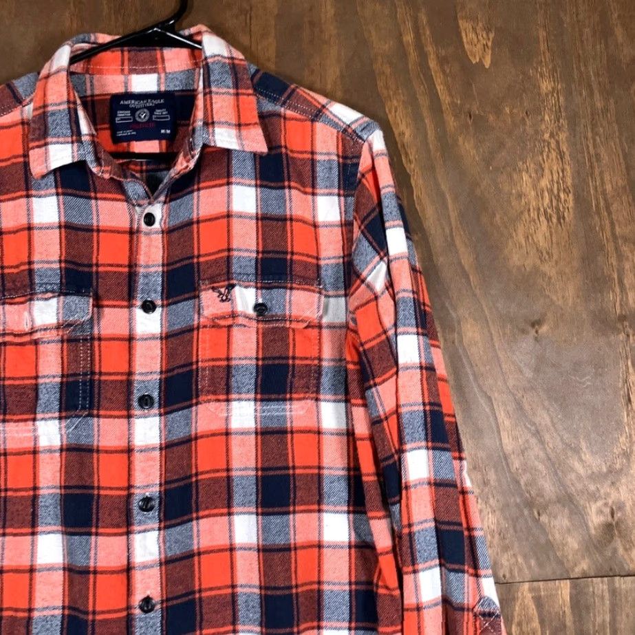 American Eagle Outfitters American Eagle Outfitters Mens Shirt Orange Navy Plaid Athletic Fit Flannel M Size US M / EU 48-50 / 2 - 5 Thumbnail