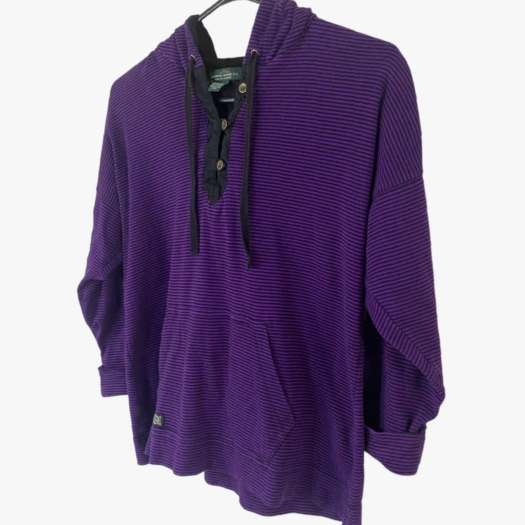 Ralph Lauren Lauren Ralph Lauren Hoodie Womens Medium Purple Striped Long Sleeve Pullover Sweatshirt Size M / US 6-8 / IT 42-44 - 2 Thumbnail