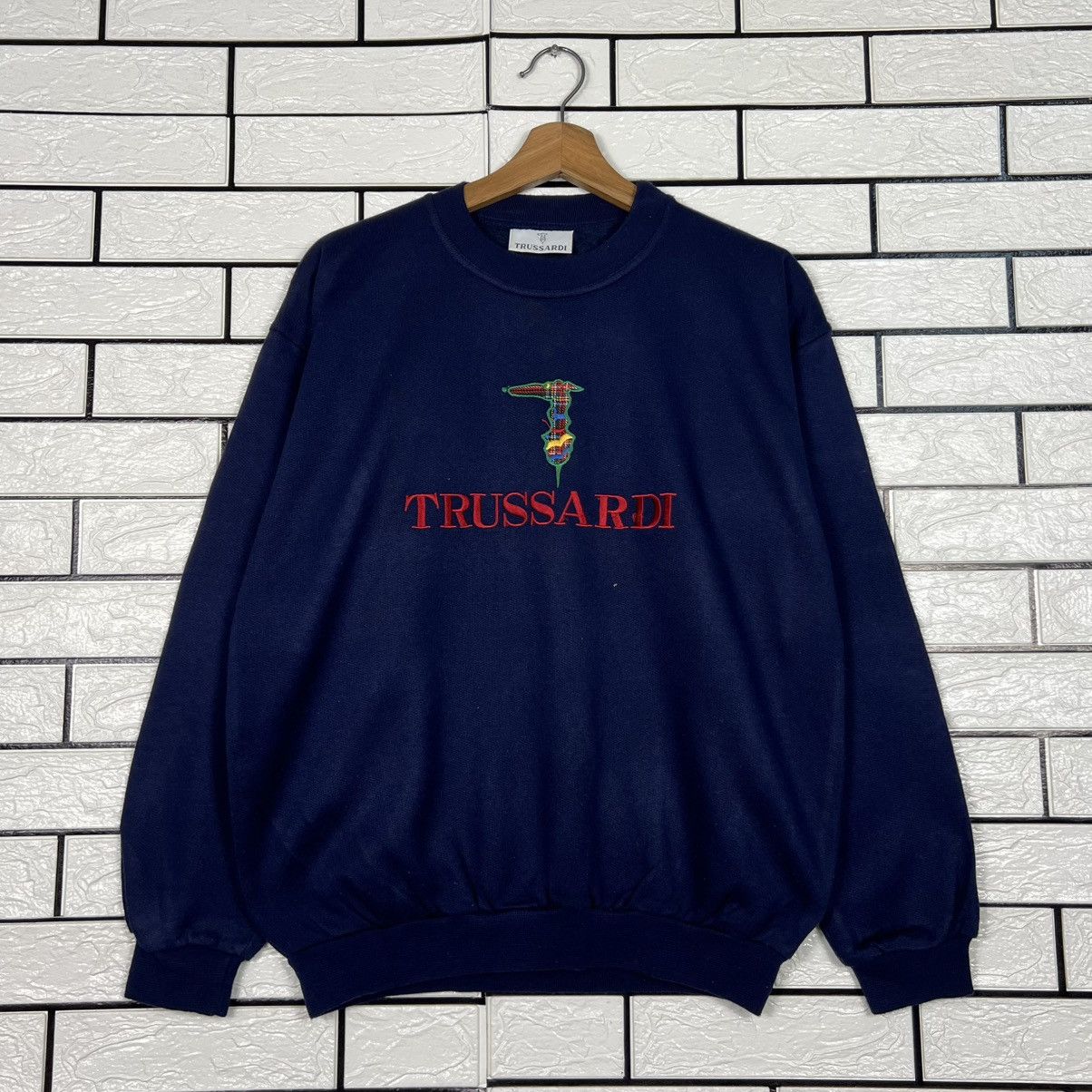 Trussardi Vintage TRUSSARDI Embroidered Big Logo Sweatshirt #3967-C181 Size US S / EU 44-46 / 1 - 1 Thumbnail