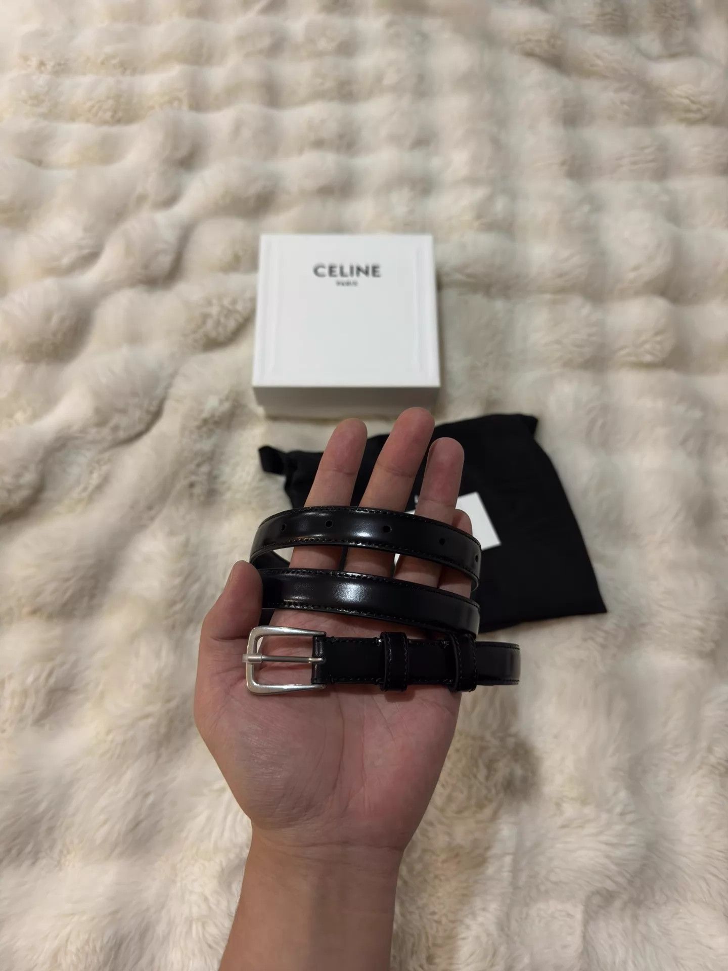 Celine Celine Classic Black & Silver Leather Belt 85 New Size ONE SIZE - 1 Thumbnail