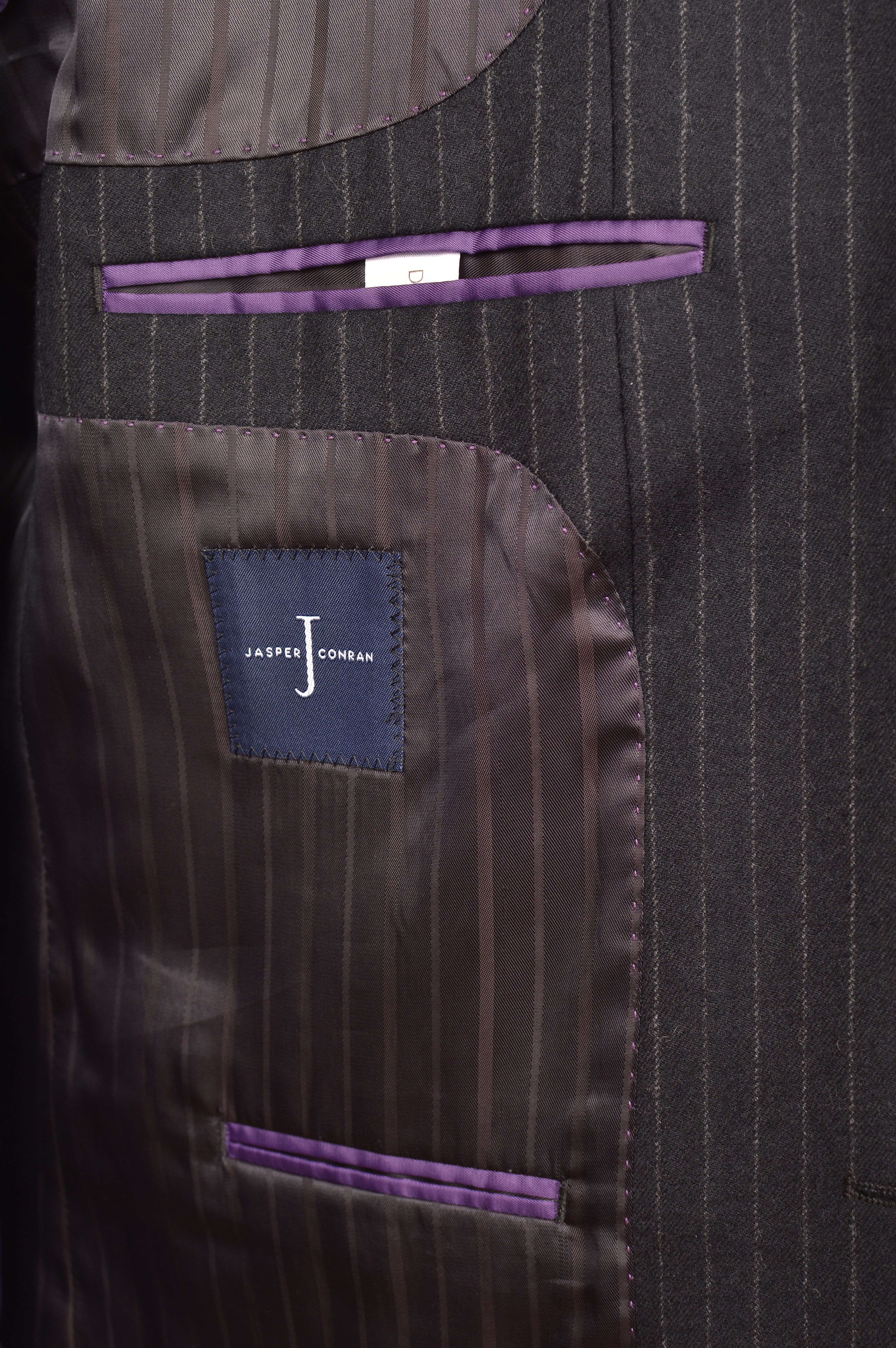 Jasper Conran DDP Jasper Conran Black Wool Striped Blazer Size 44S - 5 Thumbnail