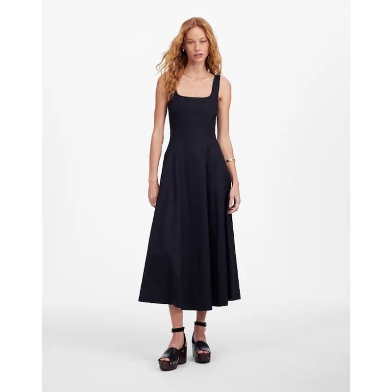 Madewell NWT Madewell Seamed Squareneck Midi Dress In Black Size 2 Size XS / US 0-2 / IT 36-38 - 1 Thumbnail