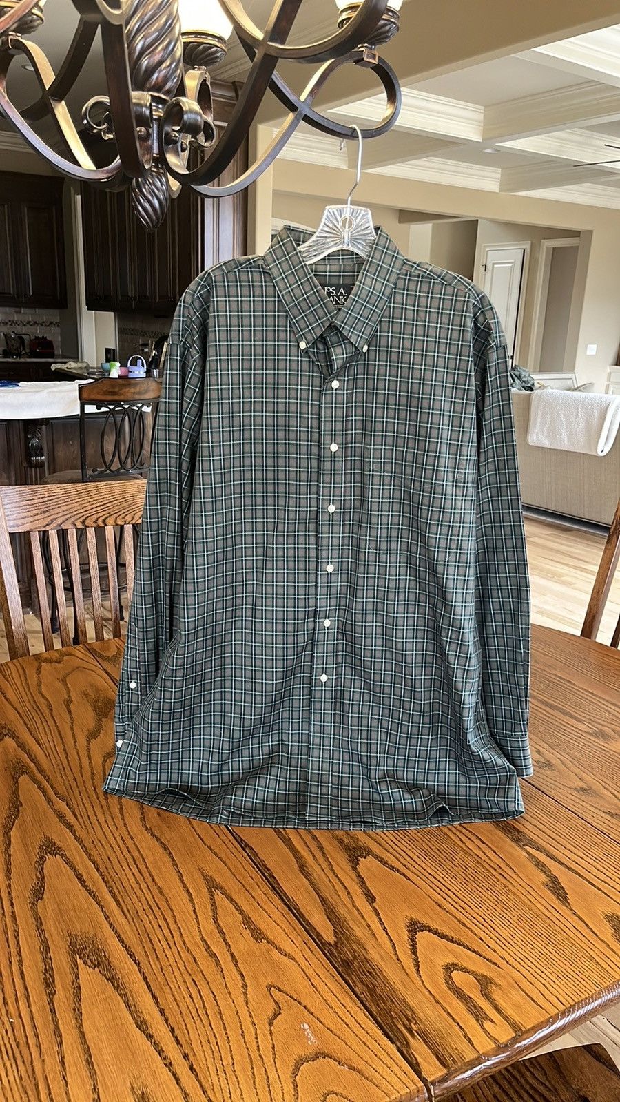 Jos. A. Bank Jos A Bank Dark Green Plaid Long Sleeve Button Down Size US L / EU 52-54 / 3 - 5 Thumbnail