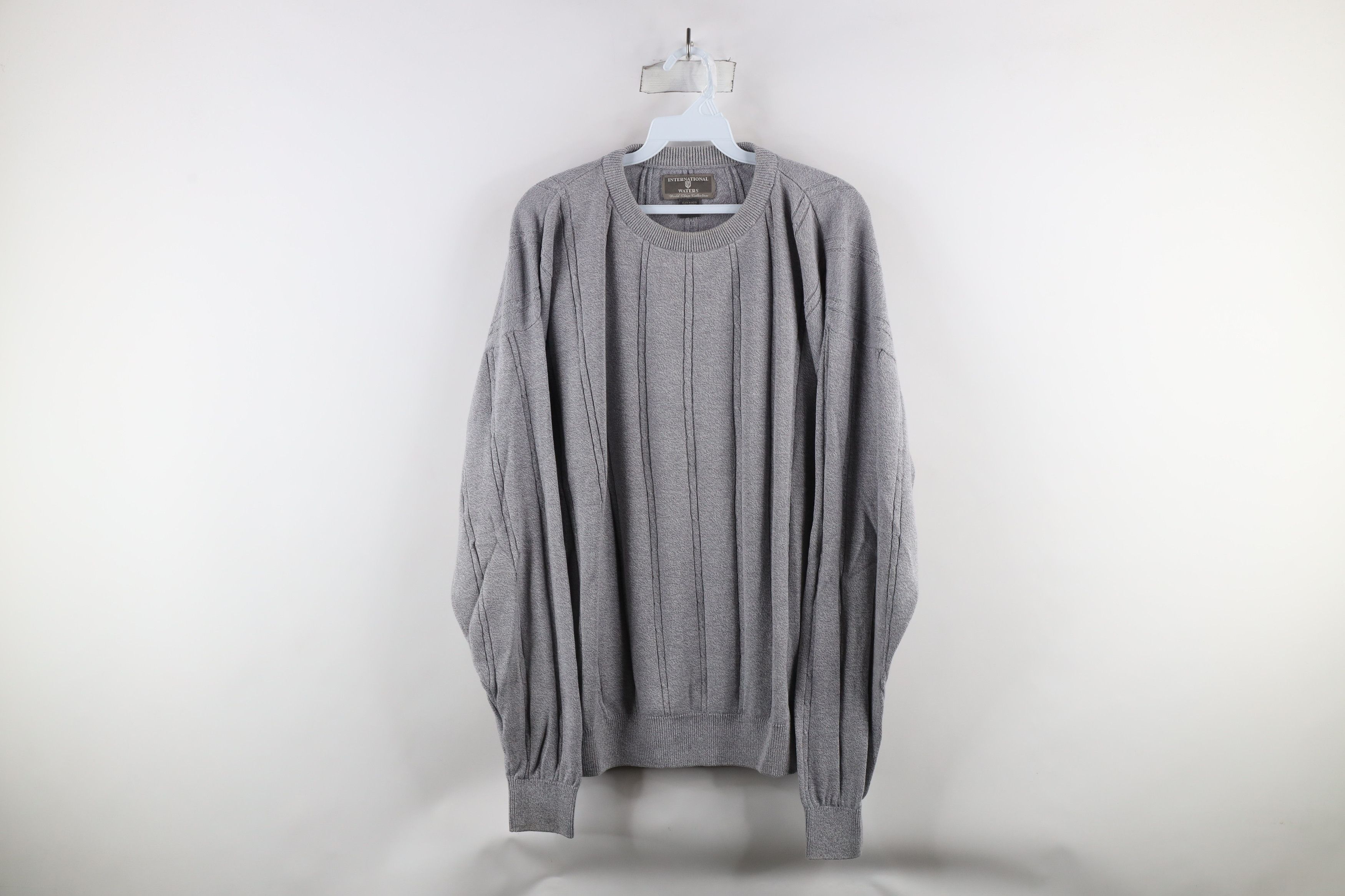 Vintage Vintage 90s Streetwear Cable Knit Crewneck Sweater Gray Size US L / EU 52-54 / 3 - 1 Thumbnail