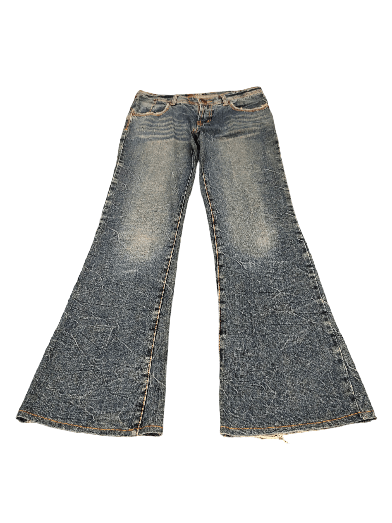 If Six Was Nine Flare Jeans Aft Japan Distress Faded Boot Cut Y2k Mudmax Size US 29 - 2 Thumbnail