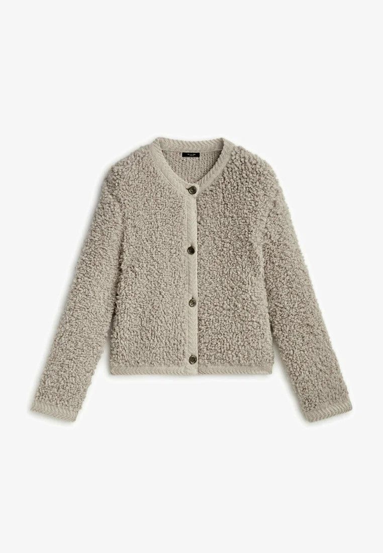 Image of Massimo Dutti Boucle Cardigan Mink Aw2023 5668 in Grey Beige, Women's (Size Small)