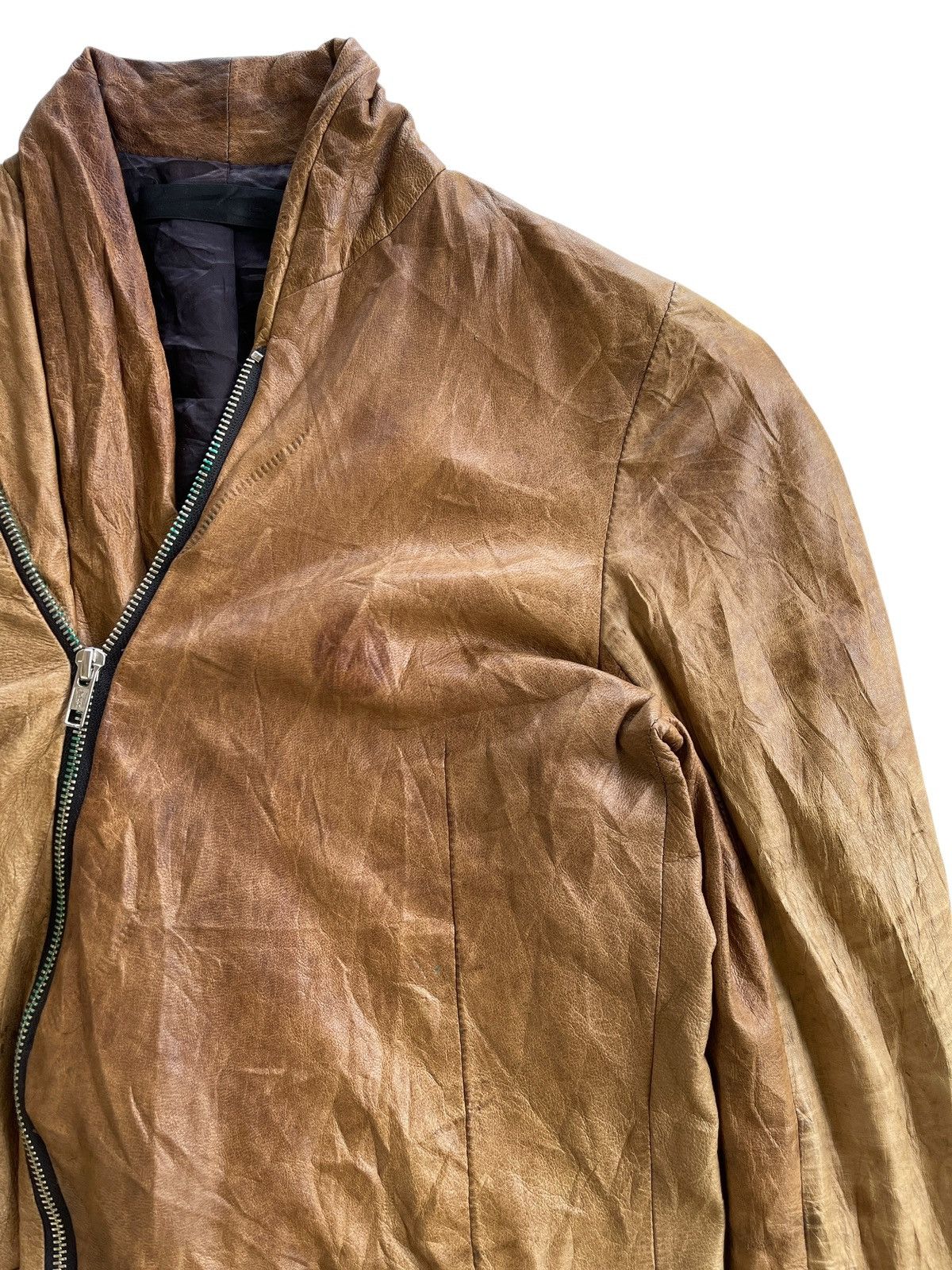 Ekam Ekam Asymmetrical Goatskin Zip Up Jacket Size US S / EU 44-46 / 1 - 5 Thumbnail