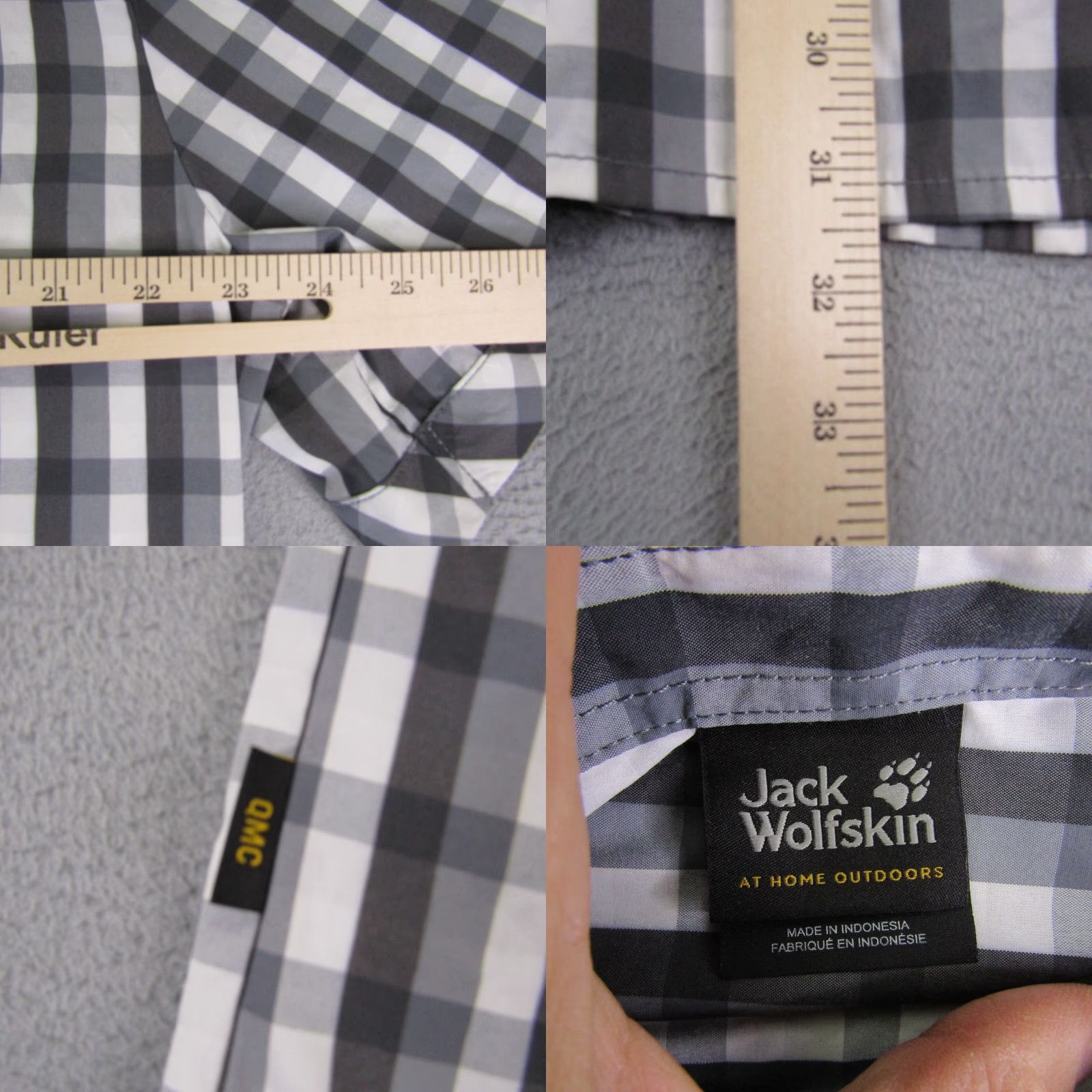 Jack Wolfskin Jack Wolfskin Shirt Mens Extra Large Gray Plaid Button Up UV Shield Lightweight Size US XL / EU 56 / 4 - 8 Thumbnail