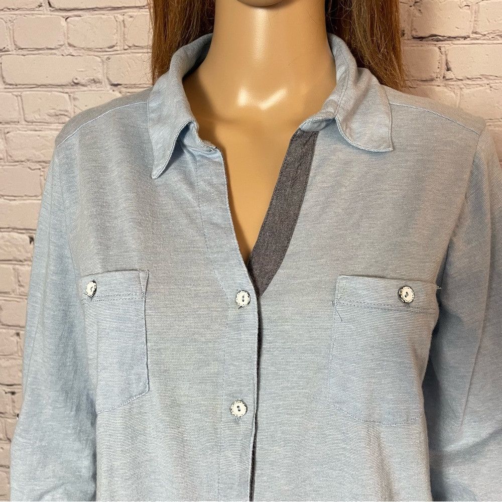 Other Attention Cotton Jersey Blue Long Sleeve Button Shirt Size Size L / US 10 / IT 46 - 2 Thumbnail