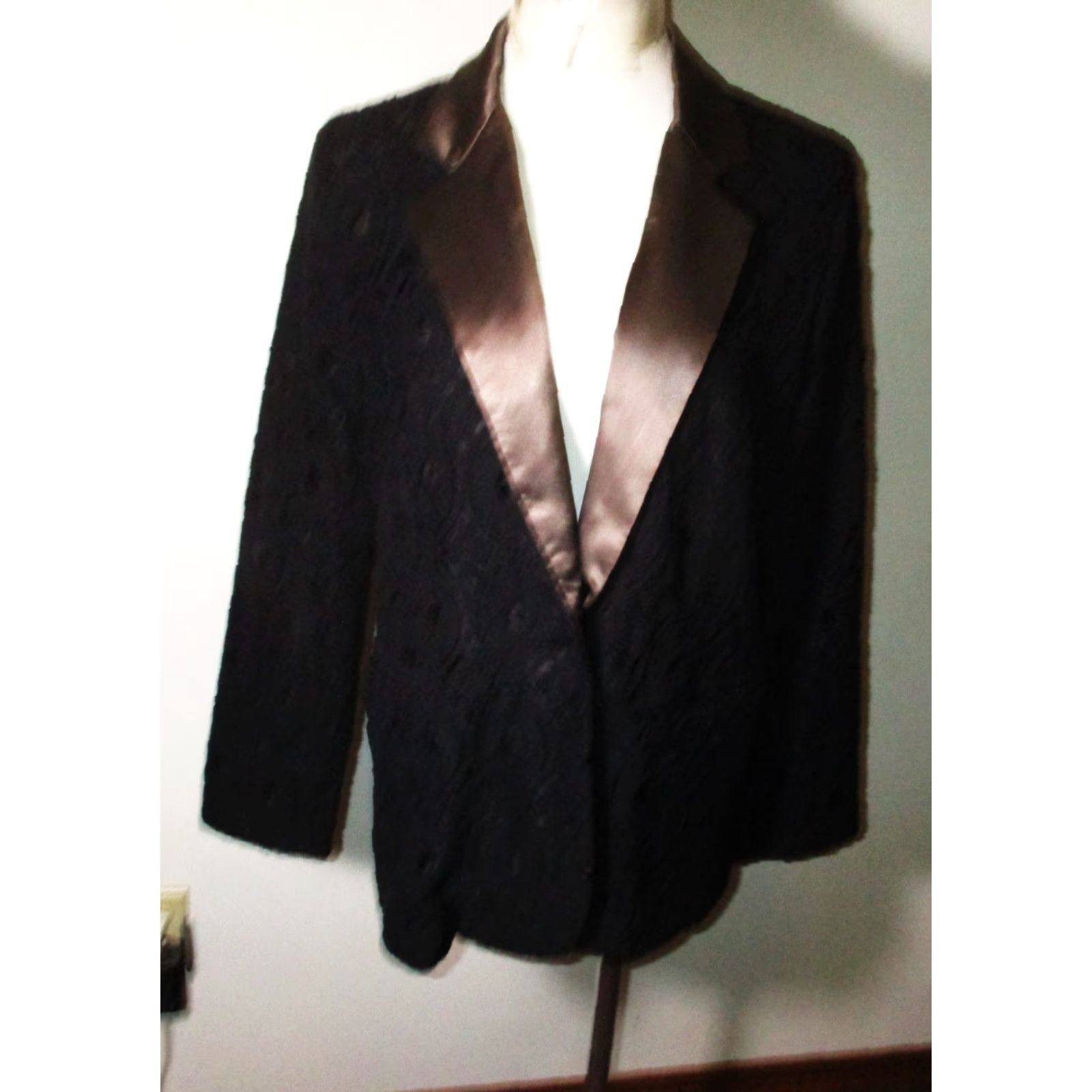 Vintage WINTER SILKS Jacket Women's Size L Black Lace Silk Trim NWT Size L / US 10 / IT 46 - 2 Thumbnail