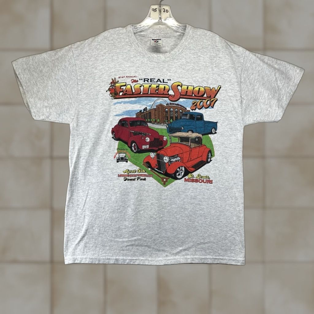 Jerzees VINTAGE Mens T-Shirt Street Rod Logo 2007 St. Louis Short Sleeve Crew Neck Gray L JERZEES Regular Mens Size US L / EU 52-54 / 3 - 1 Thumbnail