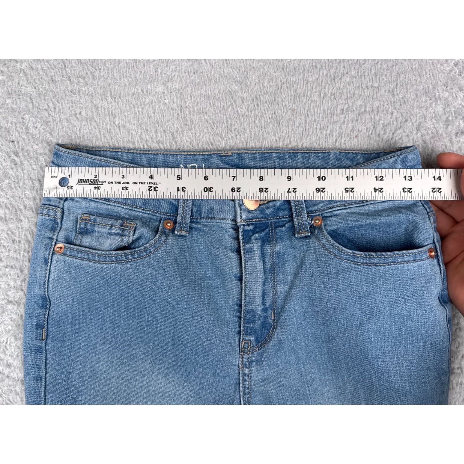 Vintage No Boundaries Jeans Juniors 3 Blue Denim Flared Light Wash Cotton 27x30 Stretch 5-Pocket Size 26" / US 2 / IT 38 - 6 Thumbnail