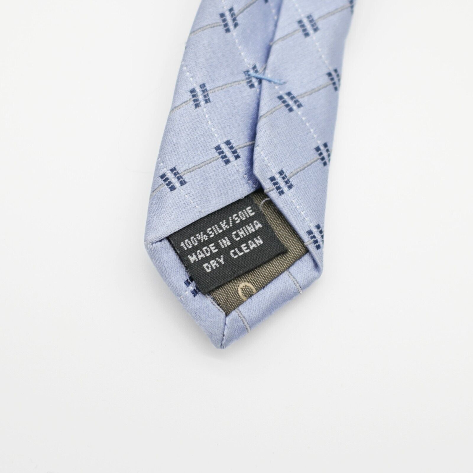 Calvin Klein Calvin Klein Blue Geometric Woven Silk Tie Size ONE SIZE - 5 Thumbnail