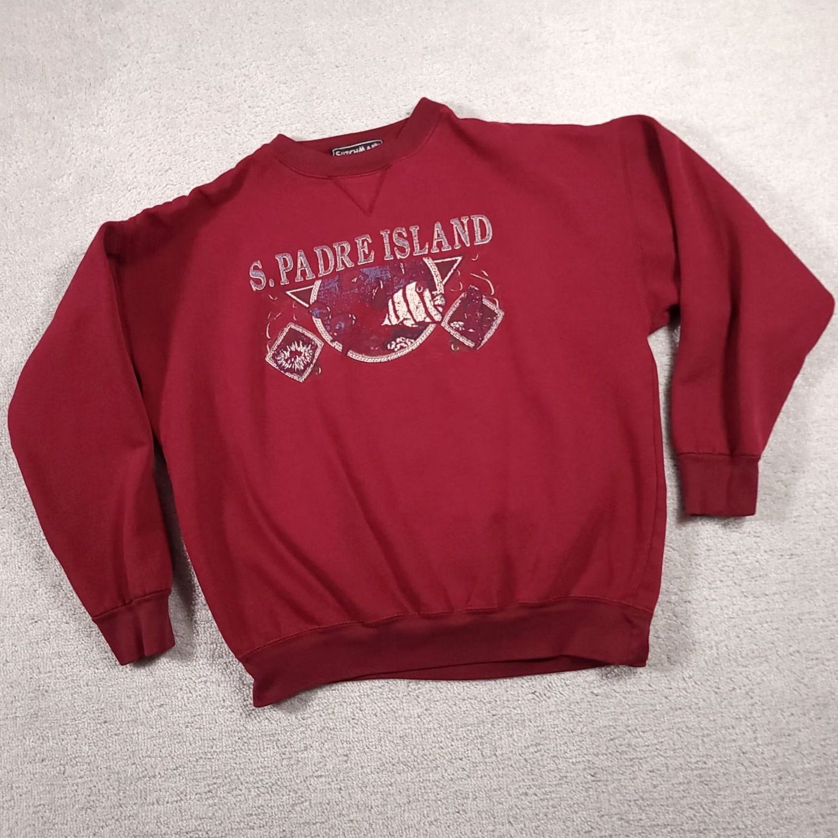 Vintage VINTAGE South Padre Island Sweatshirt Men's M Red 90s Crewneck Pullover Size US M / EU 48-50 / 2 - 2 Thumbnail