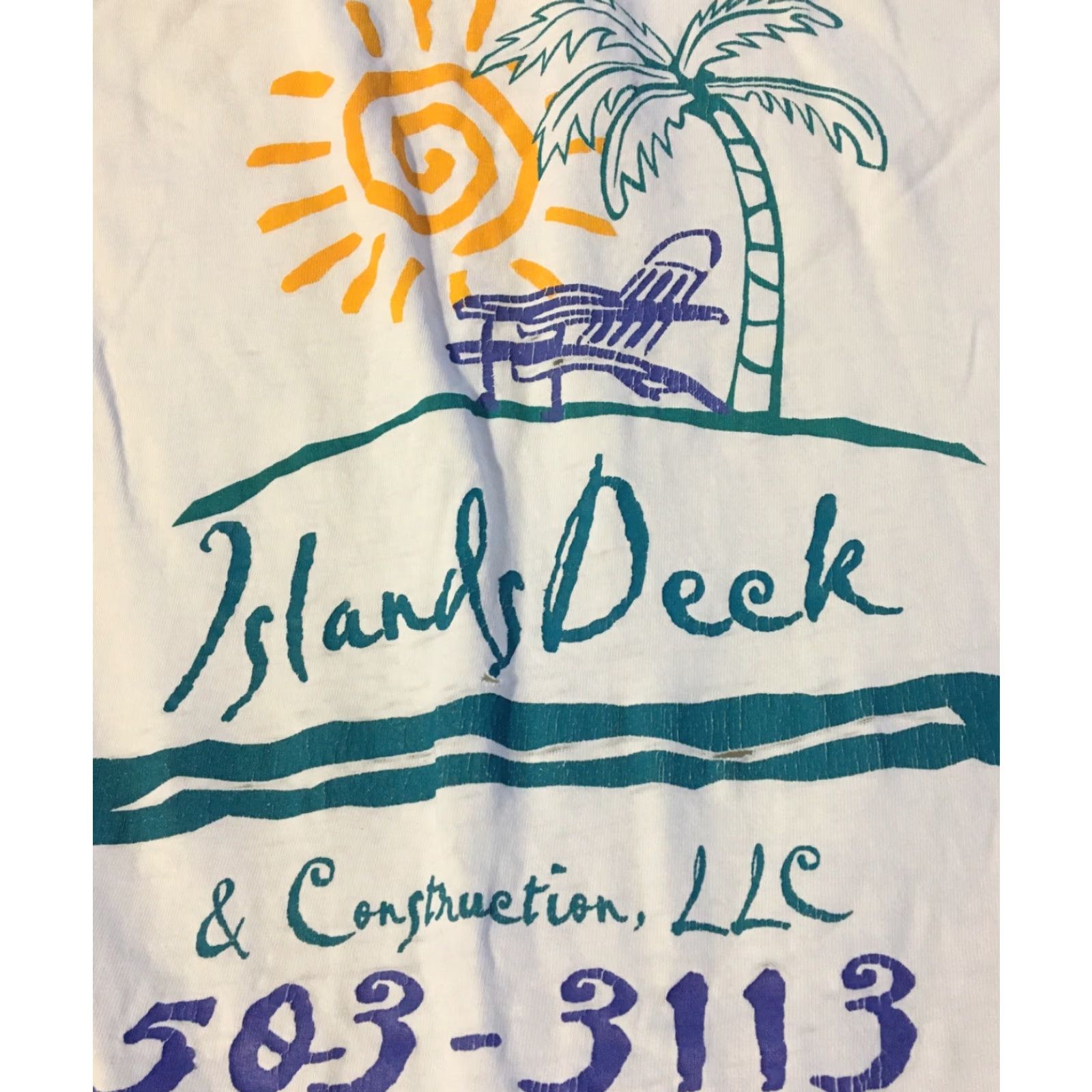 Hanes VINTAGE Islands Deck Construction Thrashed Faded Shirt XXL Men White 90s Grunge Surf Punk Rock (T-Shirt) Size US XXL / EU 58 / 5 - 4 Thumbnail