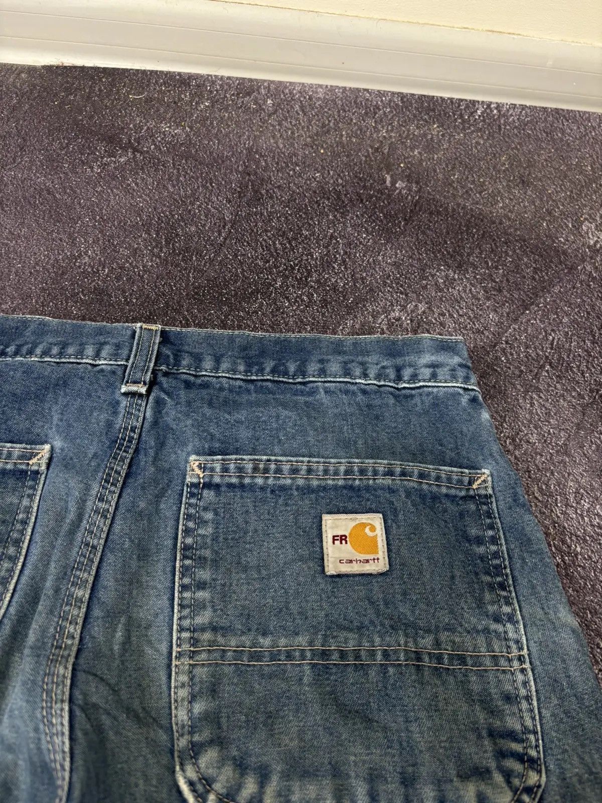 Carhartt × Vintage Vintage Carhartt Flame Resistant Blue Work Denim Hype Jeans Size US 31 - 6 Thumbnail