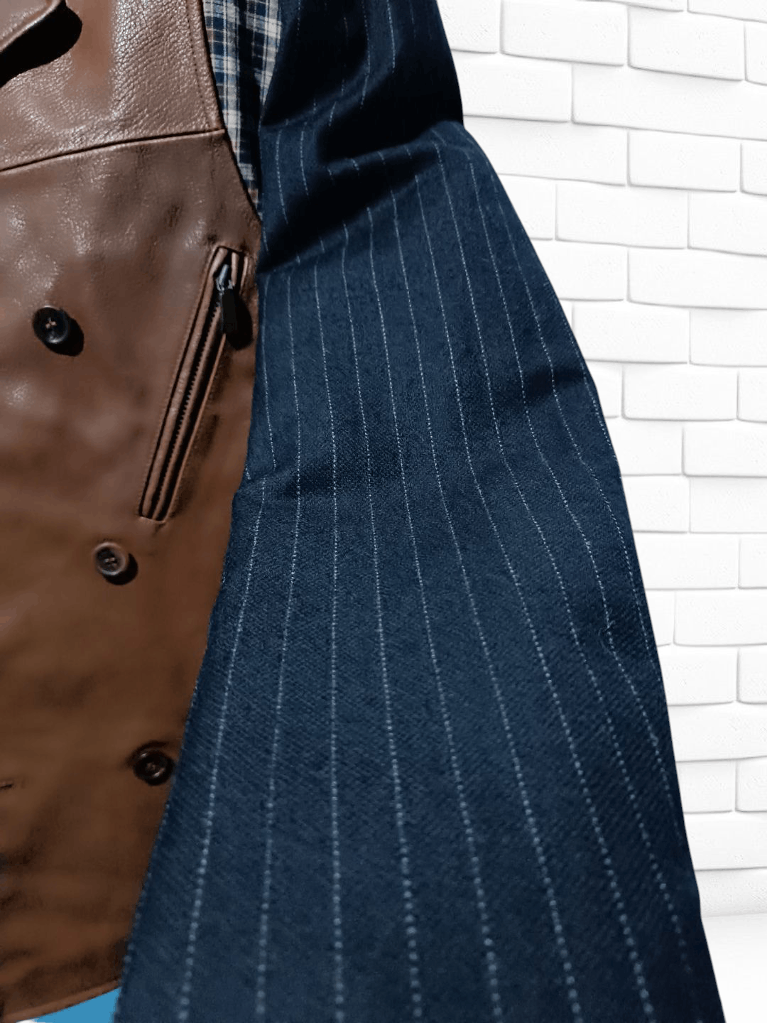 Japanese Brand 💥Rare💥 Leather Jacket Double Breasted Pea Coat Jacket Size US L / EU 52-54 / 3 - 3 Thumbnail