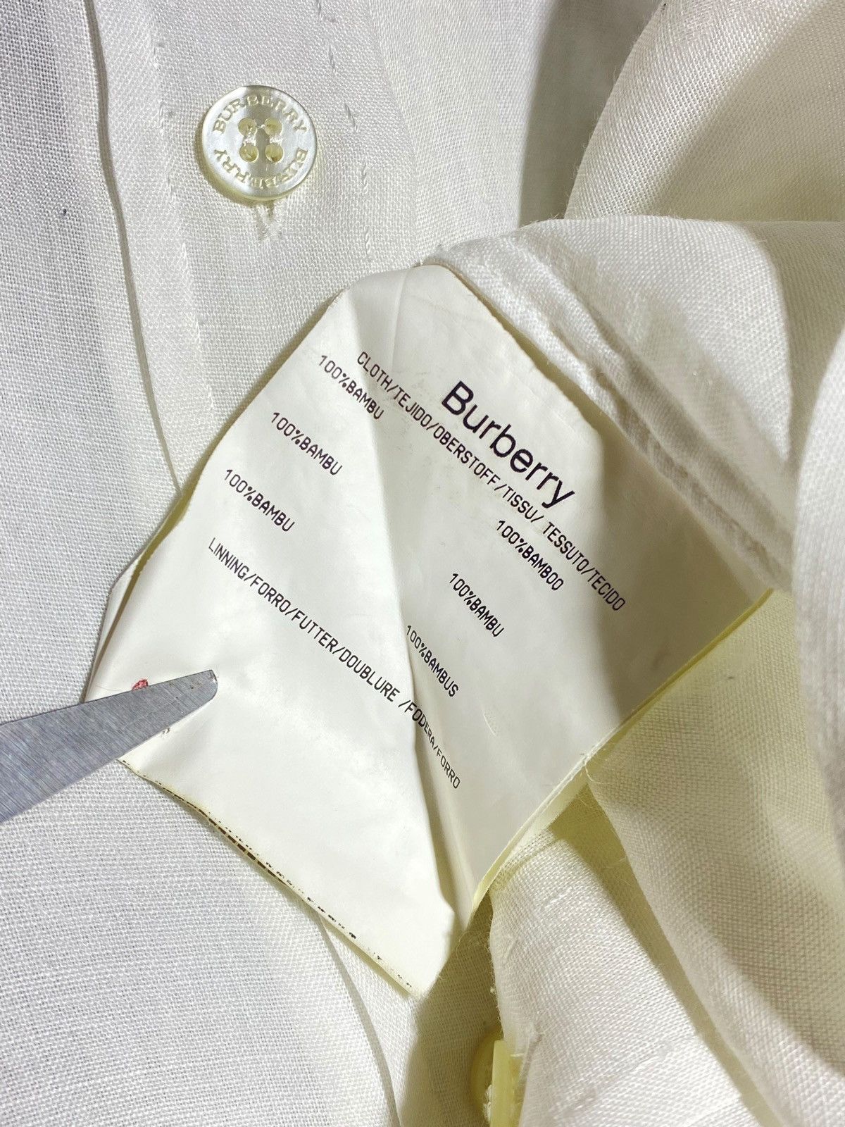 Burberry Burberry London White Bamboo Shirt With Gold Embroidery Size L / US 10 / IT 46 - 15 Thumbnail