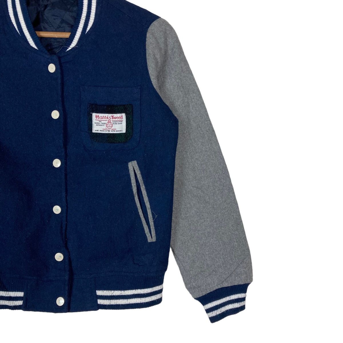 Harris Tweed Vintage Harris Tweed Snap Button Varsity Jacket Size US S / EU 44-46 / 1 - 4 Thumbnail