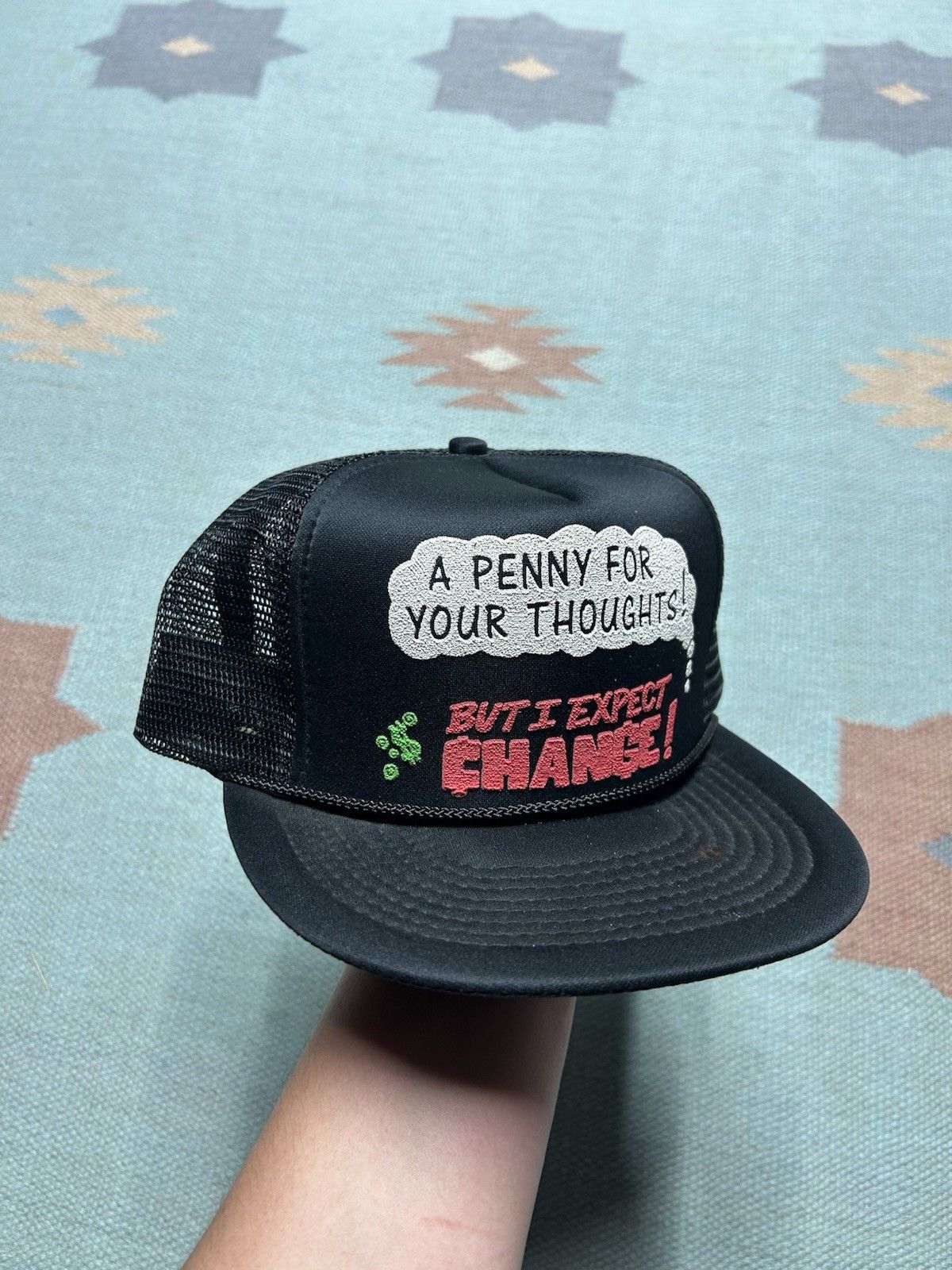 Vintage trucker hat penny for you thoughts but I expect change funny Size ONE SIZE - 1 Thumbnail