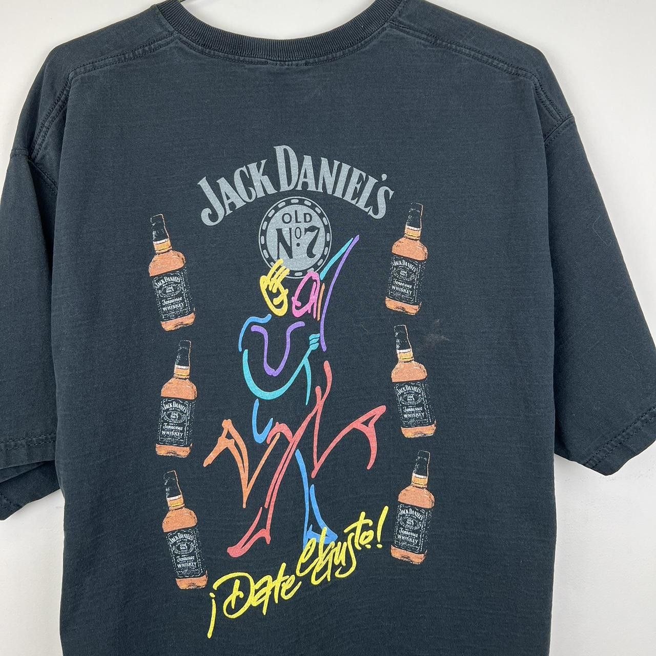 Fruit Of The Loom Vintage 90s Jack Daniel's Graphic Tee - Black Retro Design Size US XL / EU 56 / 4 - 6 Thumbnail