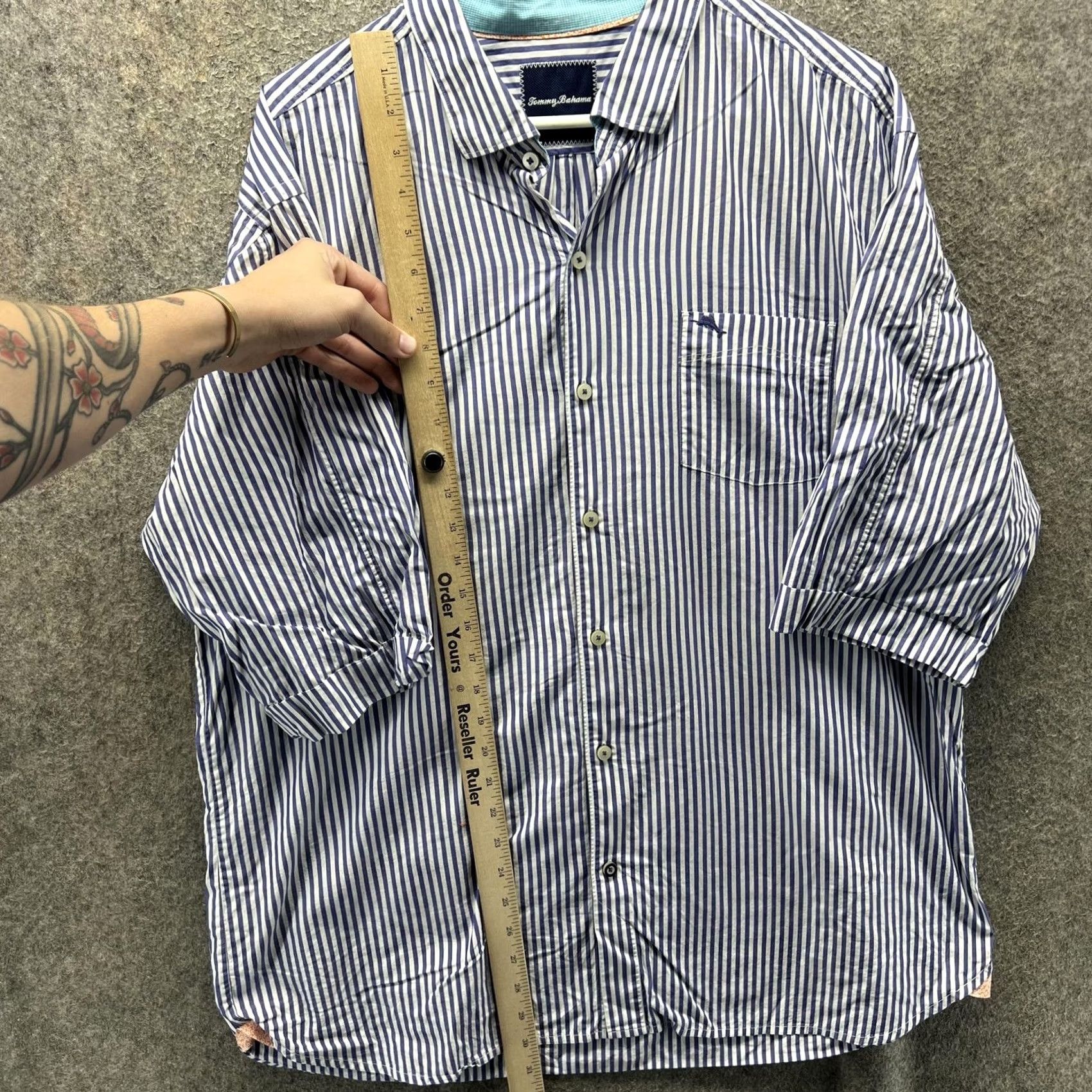 Tommy Bahama Tommy Bahama Shirt Mens XL Blue White Stripe Pima Cotton Short Sleeve Button-Up Casual Size US XL / EU 56 / 4 - 6 Thumbnail
