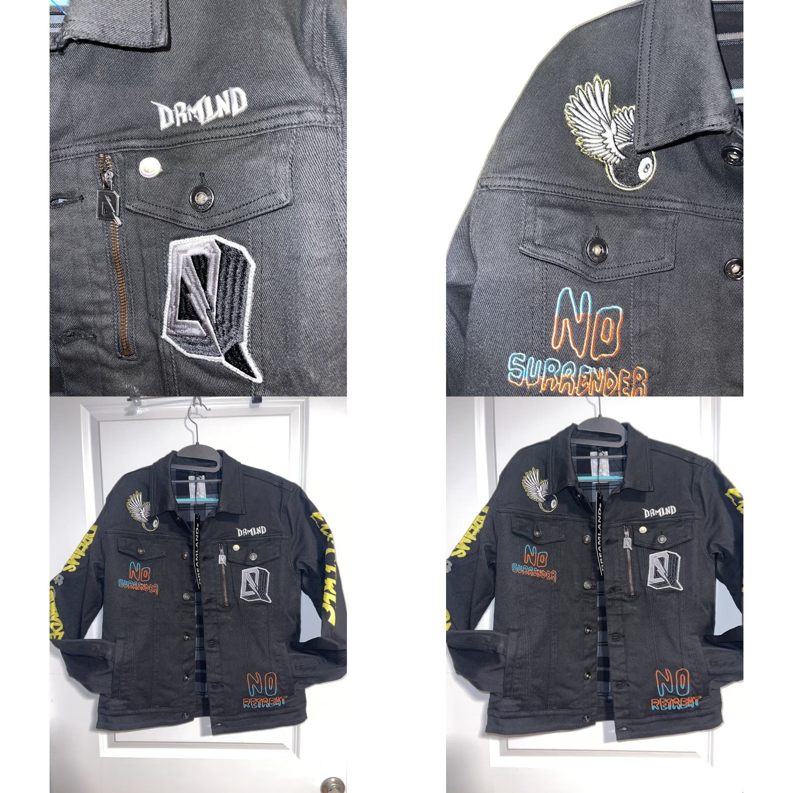 Vintage Dreamland Stormzy Denim Jacket M Unisex Adults Slim Black Cotton Denim Button Collar Insulated Lining cotton Regular Size M / US 6-8 / IT 42-44 - 8 Thumbnail