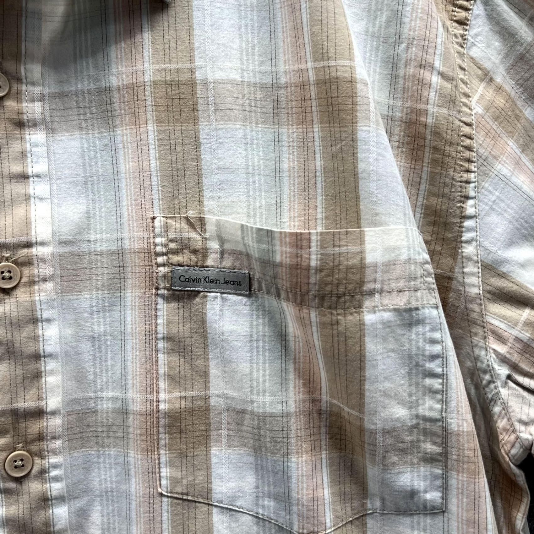 Calvin Klein Calvin Klein Shirt Men Large Khaki Casual Button-Down Plaid Cotton Retro Preppy Size US L / EU 52-54 / 3 - 4 Thumbnail