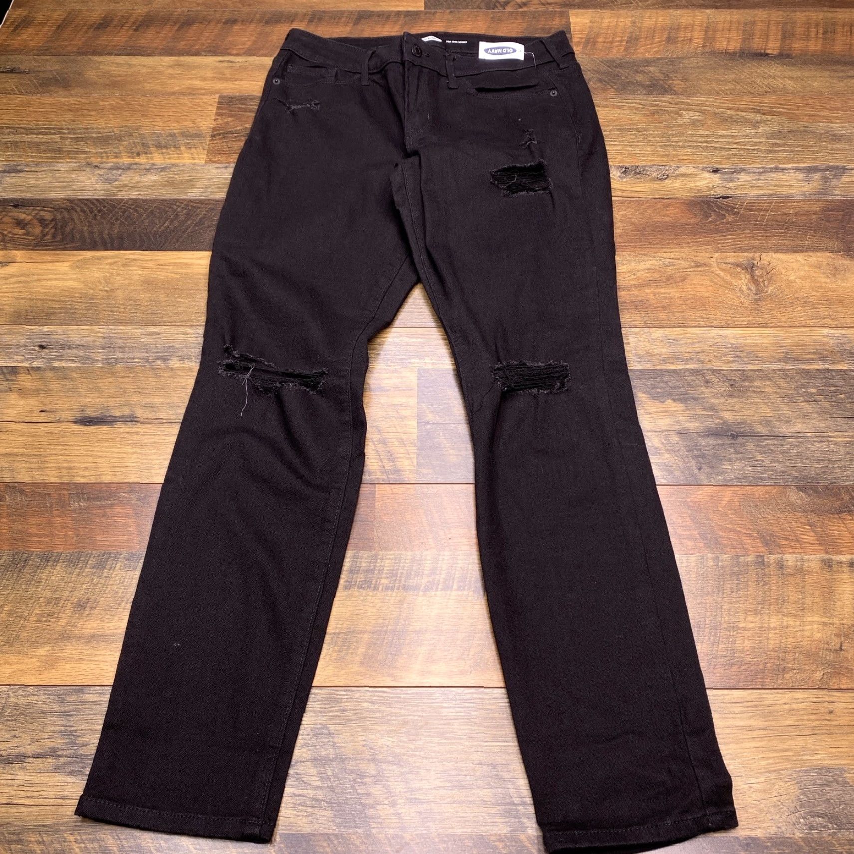 Old Navy **Pop Icon Skinny Jeans Black Women's 8 Mid Rise Distressed** User: **Vintage Pop Icon Skinny Jeans Black Women's 8 Mid Rise Distressed** Size 30" / US 8 / IT 44 - 2 Thumbnail