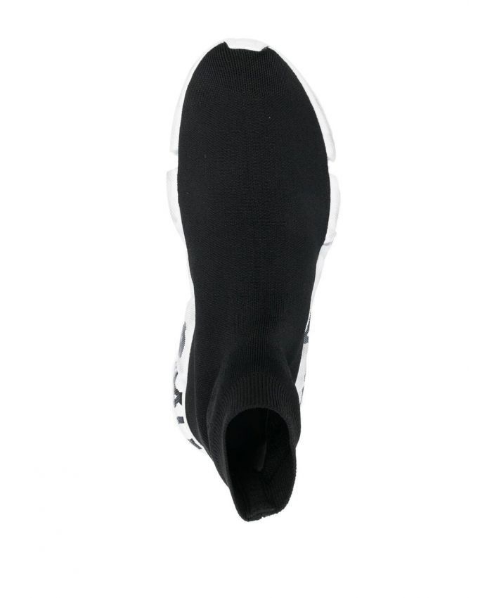 Balenciaga o1mt1gz0425 Speed 2.0 Graffiti Recycled Knit Sneakers Black Size US 8 / EU 41 - 4 Thumbnail