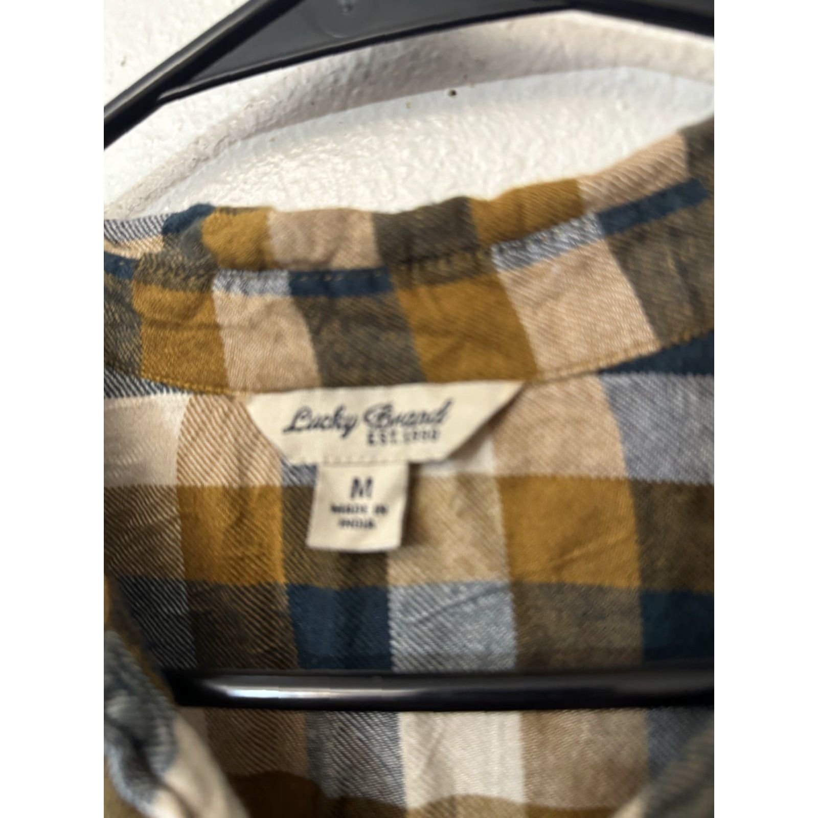 Lucky Brand Lucky Brand Womens Muted Yellow and Blue Super Sof Flannel Size Medium Shirt Womens M Yellow Flannel 90s Vintage Size M / US 6-8 / IT 42-44 - 2 Thumbnail