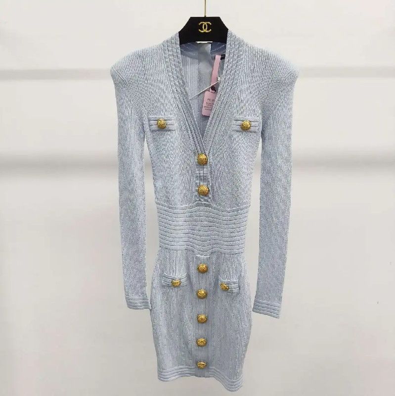 Balmain Balmain Light Blue Women's Dress Size S 0089 Size S / US 4 / IT 40 - 1 Thumbnail
