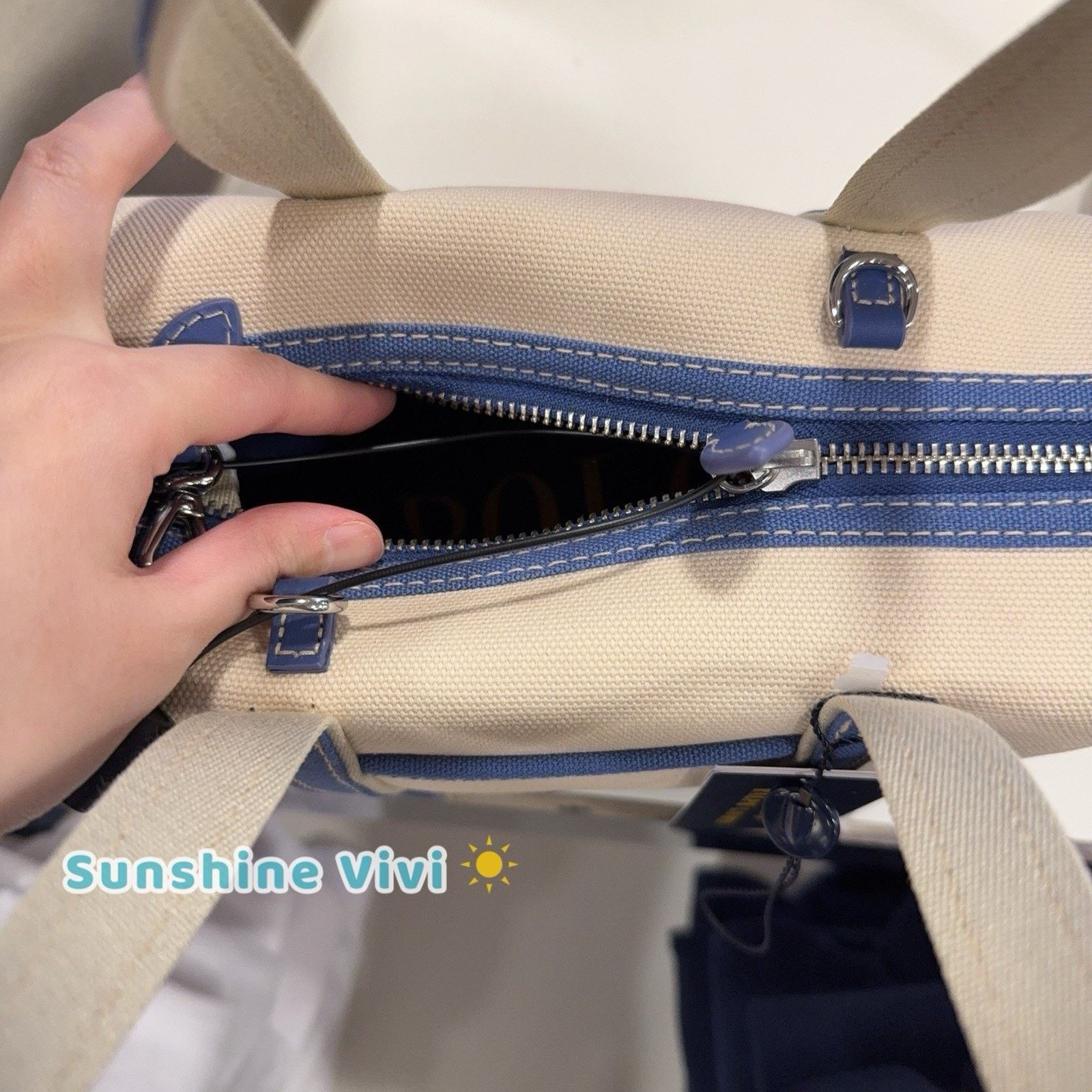 Polo Ralph Lauren NWT Polo Ralph Lauren Canvas Tote Bag Crossbody Ecru /blue Size ONE SIZE - 4 Thumbnail
