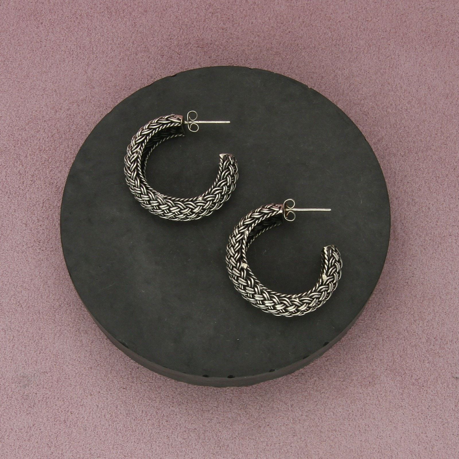 Sterling Silver sterling silver vintage woven hoop earrings Size ONE SIZE - 1 Thumbnail