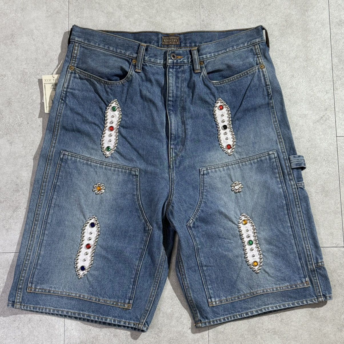 Kapital Kapital Carpenter Gemstone Studded Denim Shorts Size US 38 / EU 54 - 1 Thumbnail