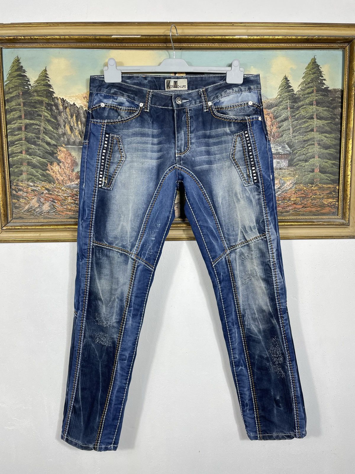 Japanese Brand Kosmo Lupo Navy Vintage Denim Jeans Avant Garde Trousers Size US 36 / EU 52 - 1 Thumbnail