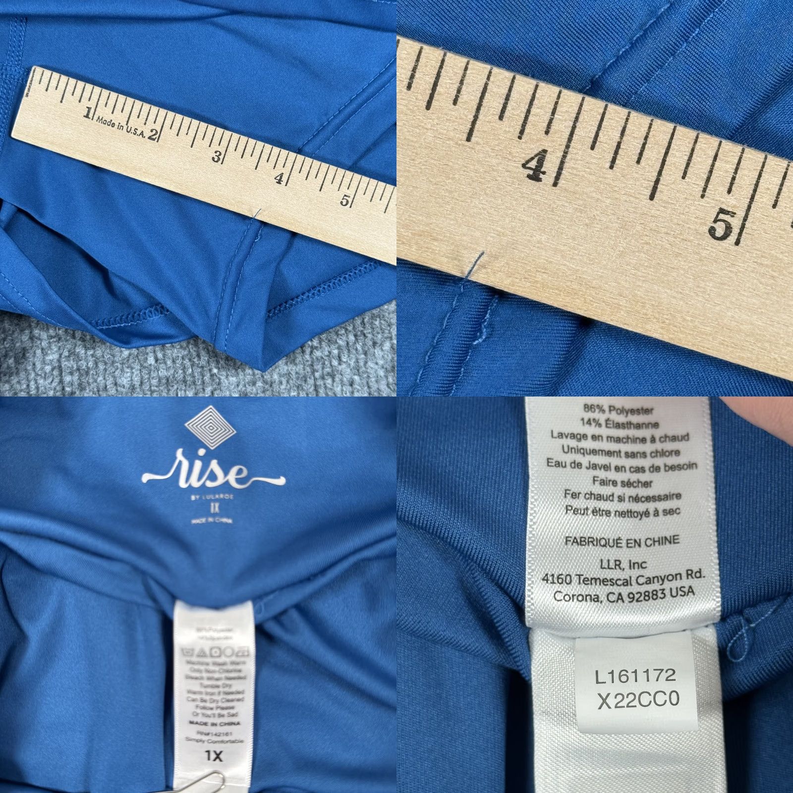 Vintage Rise by Lularoe Shorts Womens 1X High Rise Stretch Activewear Lounge Comfort Blue Solid 分析 Size 40" / US 18 - 8 Thumbnail