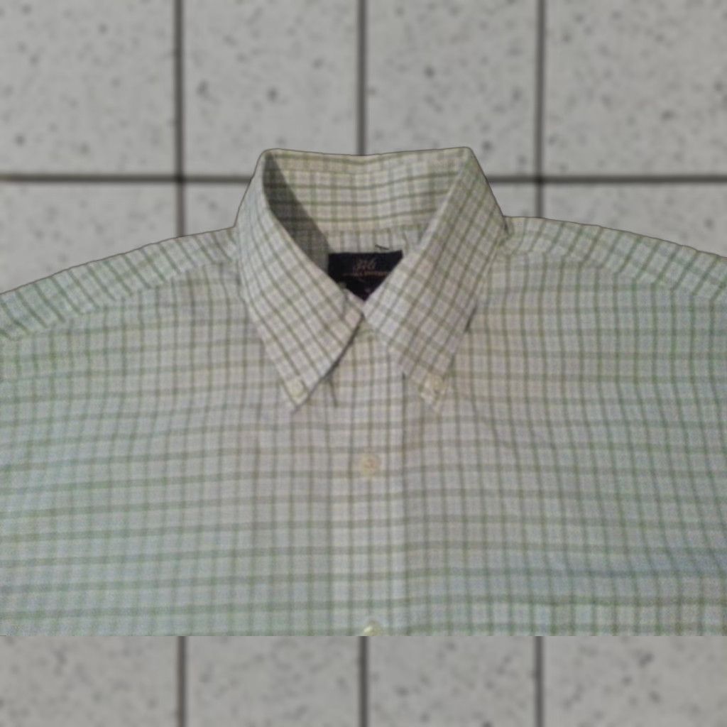 Brooks Brothers Mens Brooks Brothers Plaid Dress Shirt M Medium Green Button Cotton Size 40R - 1 Thumbnail